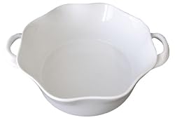 BIA Cordon Bleu Wavy Collection 2-Quart Round Souffle with Handles, White