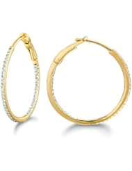 Micro Prong Set 14KT Yellow Gold Diamond .23 CT Round Hoop Earring