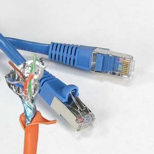 InstallerPartsEthernet Cable CAT5E Cable Shielded (FTP) Booted 7 FT - Blue - Professional Series - 1Gigabit/Sec Network/Internet Cable, 350MHZ