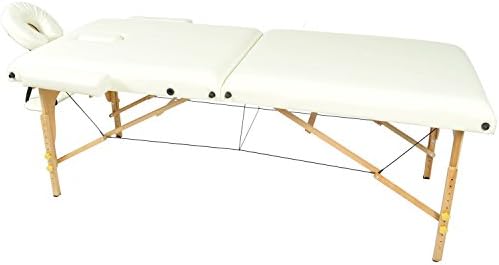 AuWit Premium Portable Massage Table 3" PU, face cradle, 77x30, side arms, no tile back, carry bag, cream/white