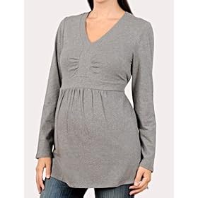 Motherhood Maternity: Long Sleeve V-neck Babydoll Maternity T Shirt