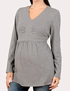 Motherhood Maternity: Long Sleeve V-neck Babydoll Maternity T Shirt