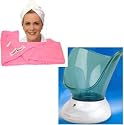 Profiles Wide Mask Facial Sauna With Pink Turbie Twist