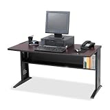Safco 48 Reversible Top Wood Computer Desk Credenza in Mahogany and Oak