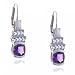 While Gold Amethyst Diamond Earrings Milgrain Accents