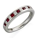 Eighteen Carat White Gold Diamond and Ruby Half Eternity Ring