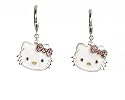 Hello Kitty Sterling Silver "Just Kitty" Pink Tourmaline & Diamond Accent Earrings