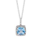 New 10k White Gold Princess Blue Topaz Diamond Necklace 31cYSw0EkHL. SL160 New 10k White Gold Princess Blue Topaz Diamond Necklace