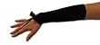 12-Button Length Black Velvet Fingerless Flirt Sleeve Gloves with a 2 3/4" Velvet Bow at the wrist. Cuff extends 1" above the elbow.