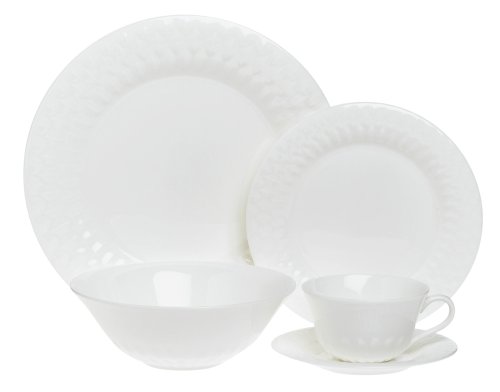 Godinger White Bone China 40-Piece Dinnerware Set, Service for 8