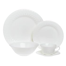 Godinger White Bone China 40-Piece Dinnerware Set, Service for 8 by Godinger