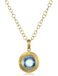 Lauren Harper Collection Deep Waters 18k Gold, London Blue Topaz and Diamond Pendant Necklace