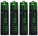 550mAh AAA NiMH Rechargeable Batteries 4 Pack