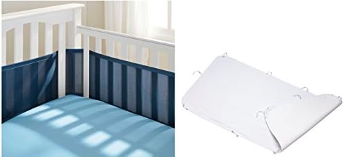 BreathableBaby Breathable Mesh Crib Bumper with Ultimate Crib Sheet, Navy