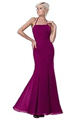 Jeweled Open-Back Halter Full Length Chiffon Evening Dress 