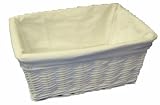 White Wicker Storage Basket With White Lining Medium (E01-300M)