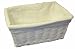 New White Wicker Storage Basket With White Lining Medium