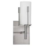 Modern Brushed Chrome Halogen Wall Light With Frosted Glass Shade (Bulb Supplied)