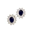 14K Yellow/White Gold 1 ct. Diamond and 7 x 5 MM Oval Shaped Sapphire Earrings