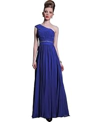 A-line Chiffon One Shoulder Plaid Print Beaded Bridesmaid Dress/Prom Dress/Party Dress 
