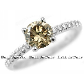 1.44ct SI1 Fancy Champagne Diamond Engagement Ring 18k White Gold