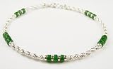 JADE Sterling Silver Gemstone Ankle Bracelets: Handmade Jewelry with Adjustable 1 Inch Extension