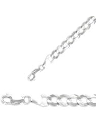 8.5" 14K White Gold 5.7mm (2/9") Polished Diamond Cut Comfort Curb Chain w/ Lobster Clasp