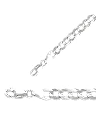 20" 14K White Gold 5.7mm (2/9") Polished Diamond Cut Comfort Curb Chain w/ Lobster Clasp