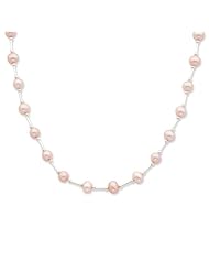 Sterling Silver 18in 6-6.5mm Pink Freshwater Cultured Pearl Necklace.