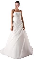 Strapless Organza Beaded Lace-Up Sheath  Dress with a Court Train 