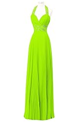 Chiffon Ruched Lace Beaded Halter Sleeveless Cocktail Floor Length Evening Dress/Homecoming Dress/Prom Dress/Party Dress/Wedding Dress 