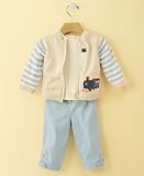 First Impressions Baby Boy 3 Piece-Cardigan & Pants Set