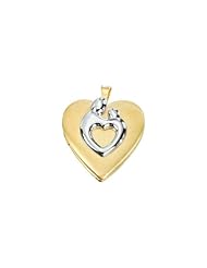 21.00x19.25 mm Heart Shaped Mother and Child Locket in Yellow Gold Filled