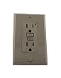 Leviton 7599-GY 15 Amp, 125 Volt Receptacle, 20 Amp Feed-Through, SmartlockPro GFCI, Wallplate and Screws Included, Gray