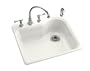 KOHLER K-5802-3-0 Meadowland Self-Rimming Kitchen Sink, White