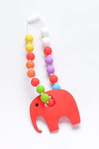 Baby Carrier Silicone Teether with Elephant (Red/Multi)