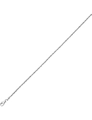 sterling silver rhodium plated 16" 1.5mm polish diamond cut sparkle chain with pear shape clasp 16 inches long