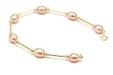 Pink Freshwater Pearl Bracelet Fitted on 14ct Yellow Gold by Jakob Strauss