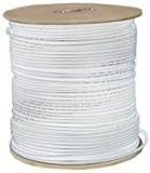 RG6 18AWG, Solid Coaxial Cable, White, 1000 ft, Spool