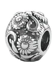Genuine Zable (TM) Product. 925 Sterling Silver Floral Design Spacer Bead Charm. 100% Satisfaction Guaranteed.