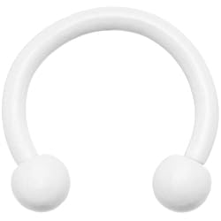 16 Gauge White Horseshoe Circular Barbell 5/16"