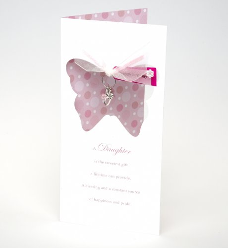 Daughter Butterfly Charm Birthday Card