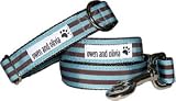 Owen  Olivia Designer Dog Leash-Chocolate  Blue Stripe (6 Ft)