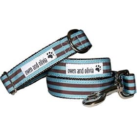 Owen & Olivia Designer Dog Collar - Chocolate & Blue Stripe (Large)