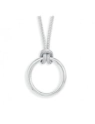 MMA Silver - 17 inch Rhodium Plated Mesh Necklace with Polished Ring Drop