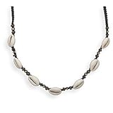 Black Macramé Necklace with Wood and Shell