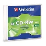 Verbatim 95117 700 MB 2x-4x 80 Minute Silver Rewritable Disc CD-RW, 1-Disc Slim Case
