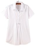 レディース 夏物 半袖 2色展開 無地 シンプルデザイン マタニティ カジュアル きれい シャツ 胸元ボタン オリジナルアクセサリー付属 PLA000555 (XL, ホワイト)