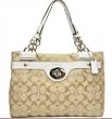 Authentic Coach Penelope Signature Carryall Bag 16540 Light Khaki/White