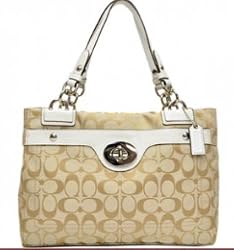 Authentic Coach Penelope Signature Carryall Bag 16540 Light Khaki/White